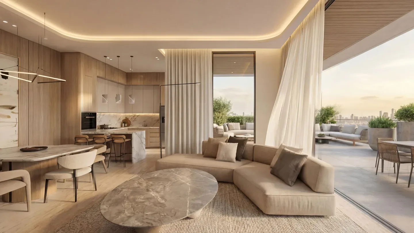 Warm open-plan residence at Lunaya Terraces